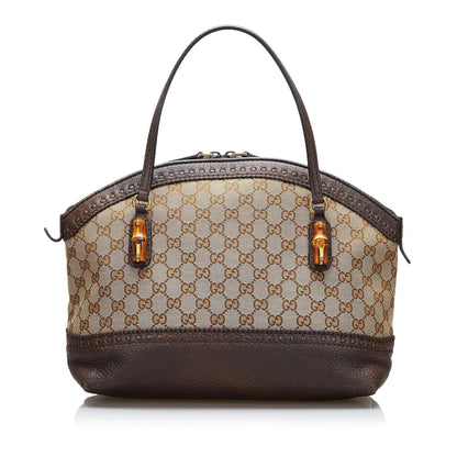 Gucci GG Canvas Bamboo Laidback Crafty Handbag (tR7vbL)