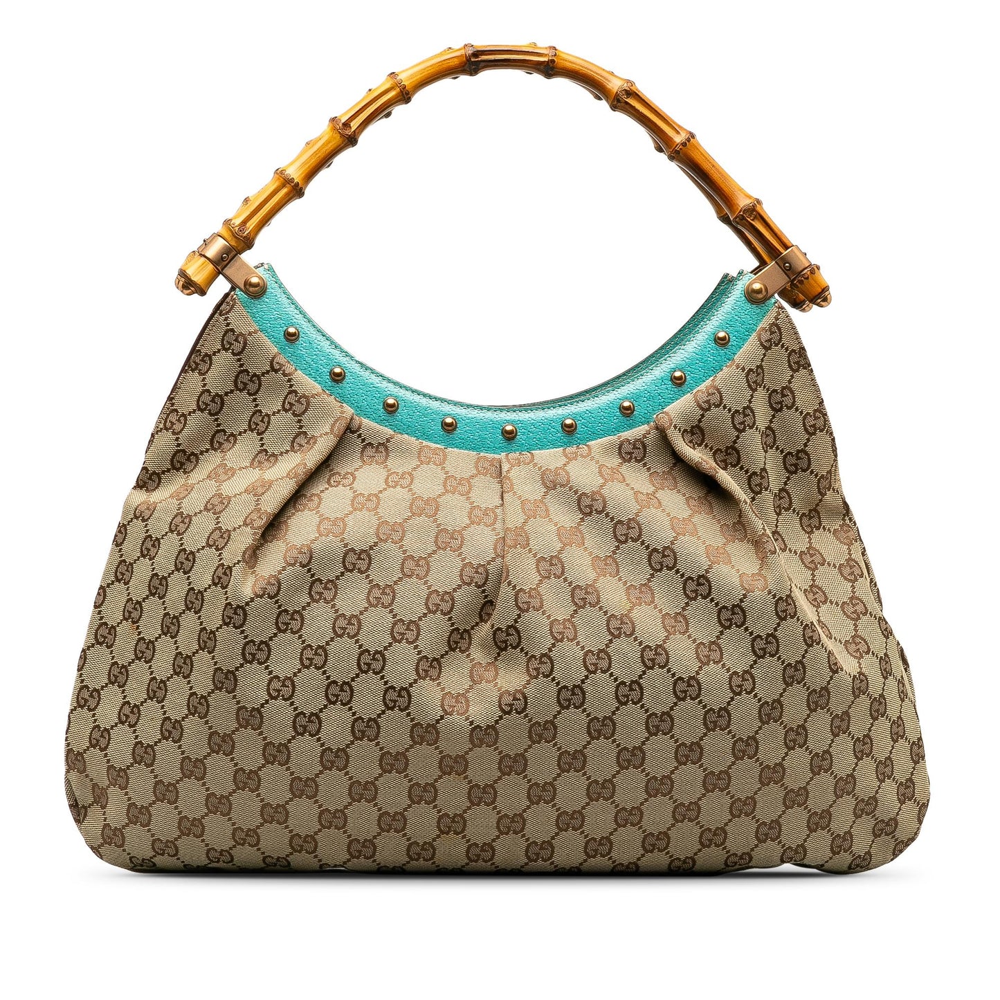 Gucci GG Canvas Bamboo Studded Handbag (7VMhOz)