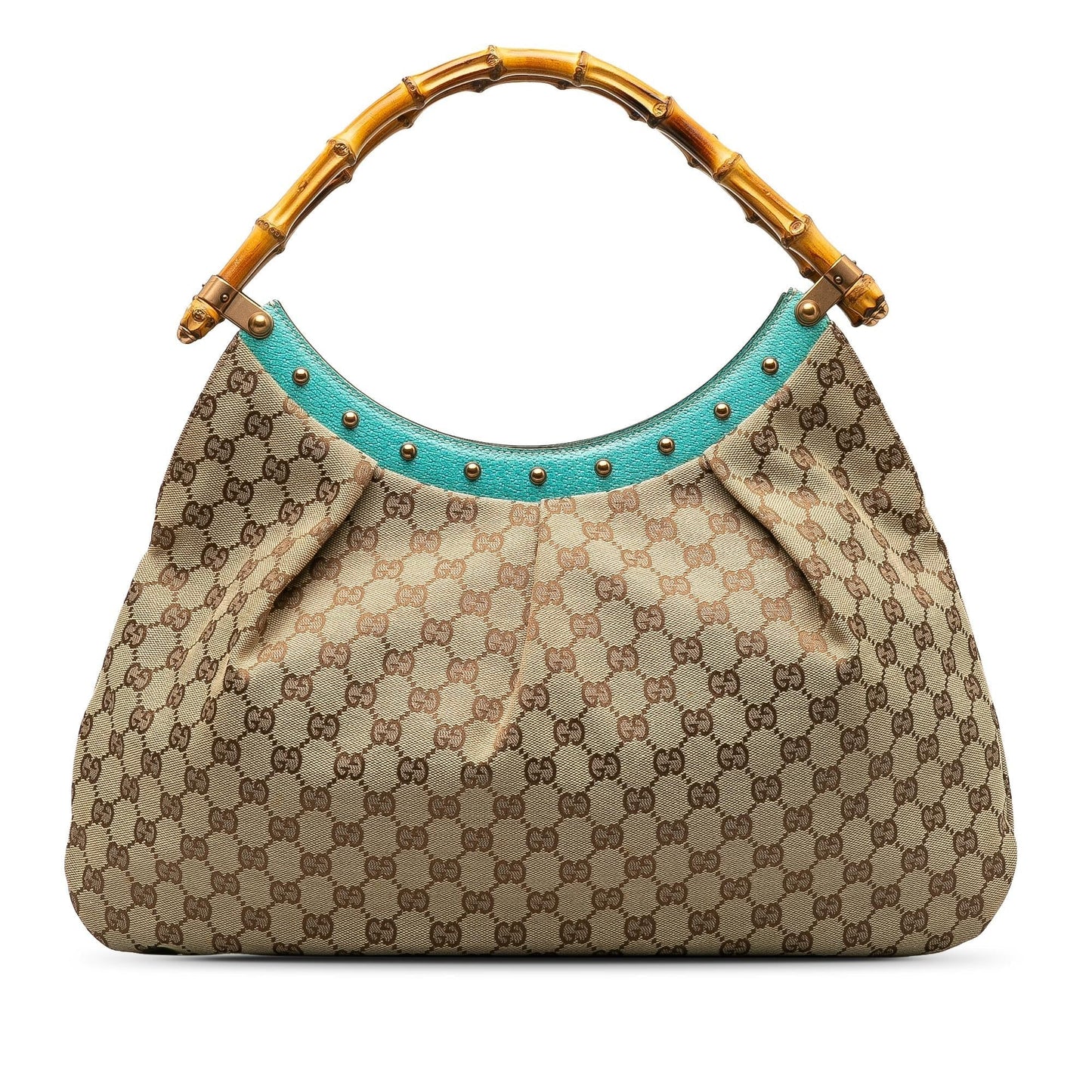 Gucci GG Canvas Bamboo Studded Handbag (7VMhOz)