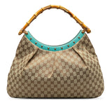 Gucci GG Canvas Bamboo Studded Handbag (7VMhOz)