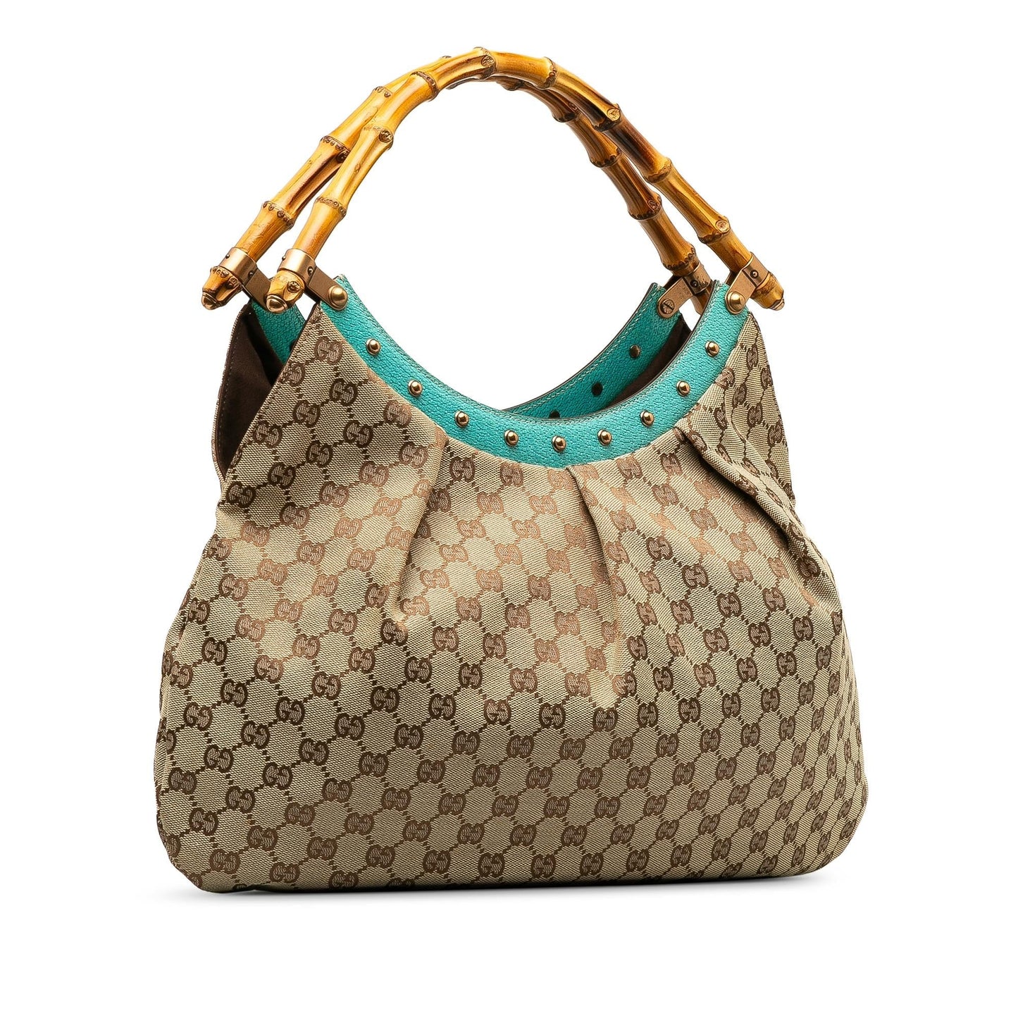 Gucci GG Canvas Bamboo Studded Handbag (7VMhOz)