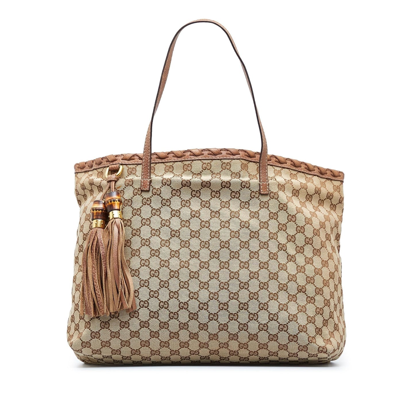 Gucci GG Canvas Bamboo Tassel Tote (LLt9jD)