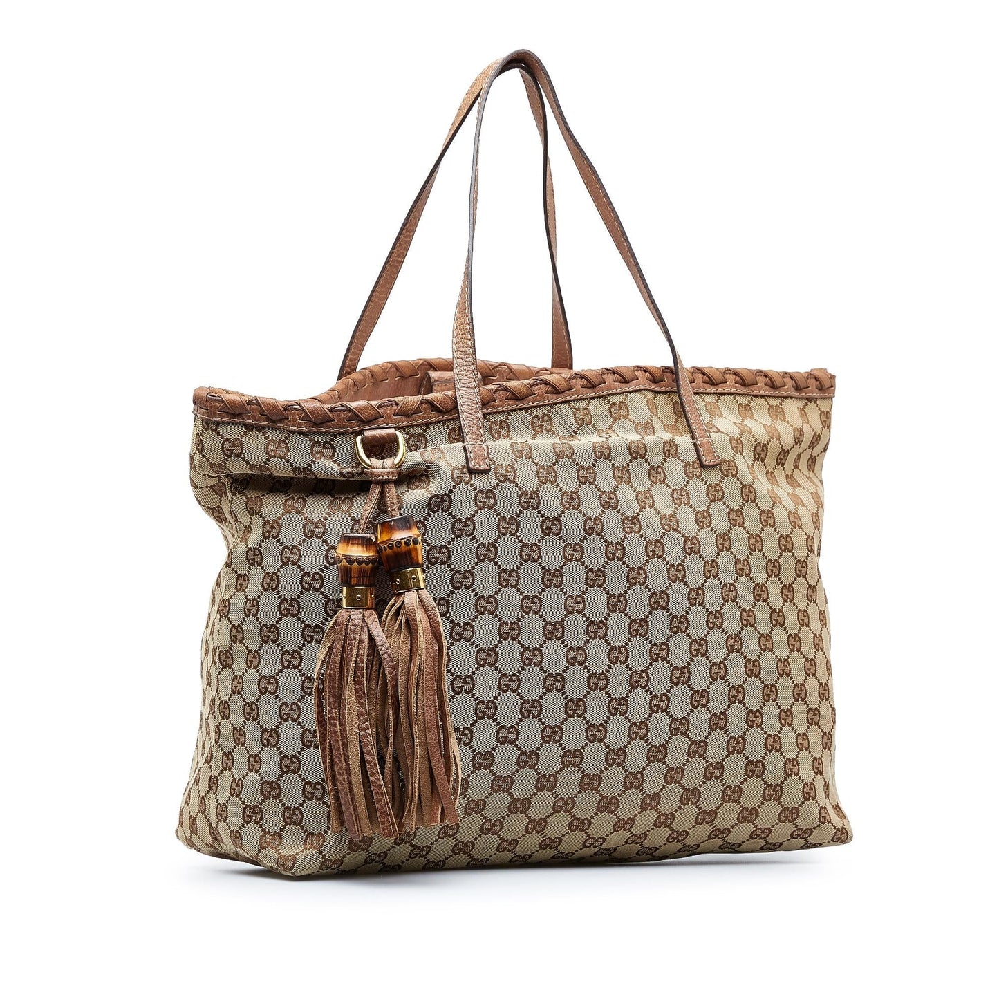 Gucci GG Canvas Bamboo Tassel Tote (LLt9jD)