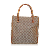 Gucci GG Canvas Bamboo Tote Bag (SHG-31006)