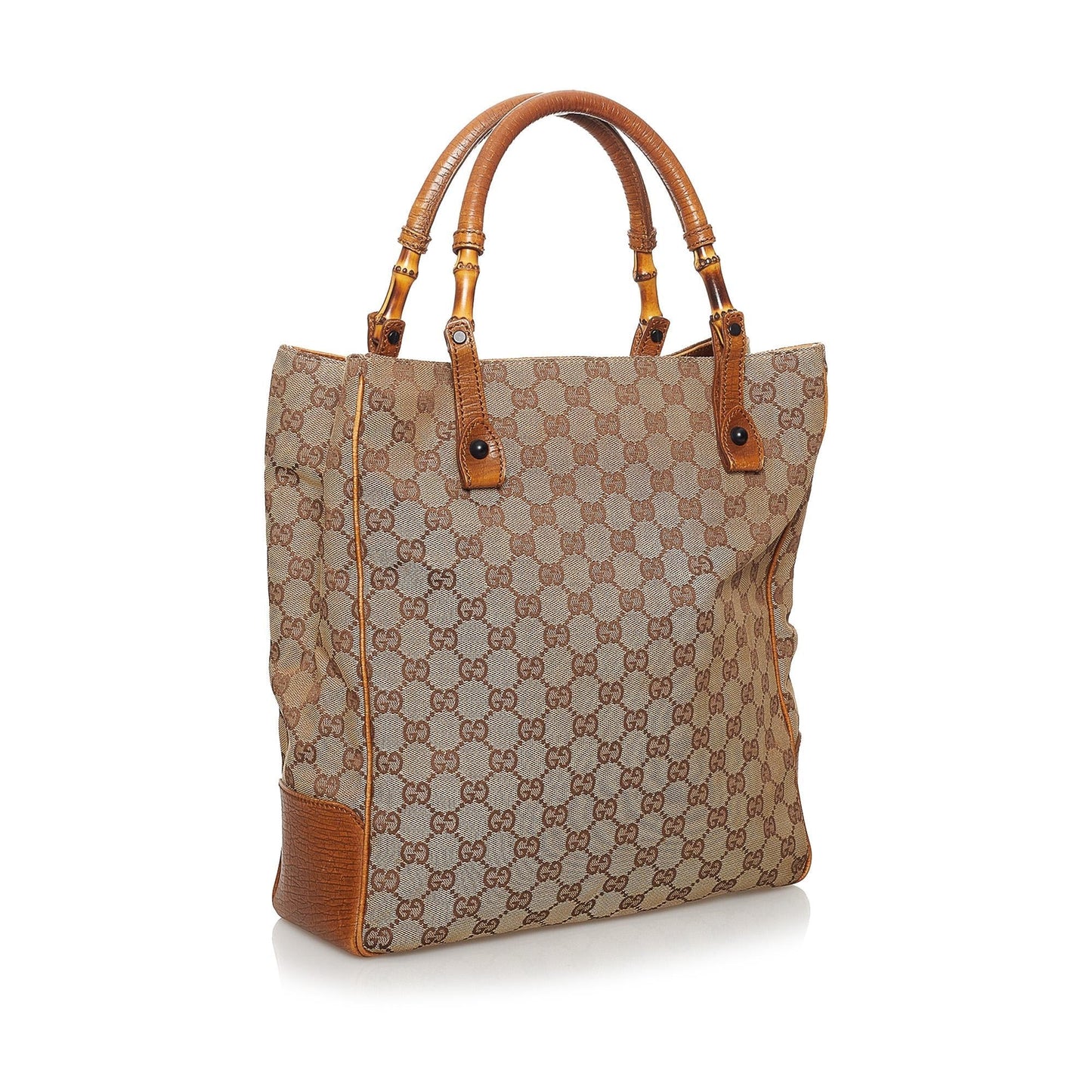 Gucci GG Canvas Bamboo Tote Bag (SHG-31006)