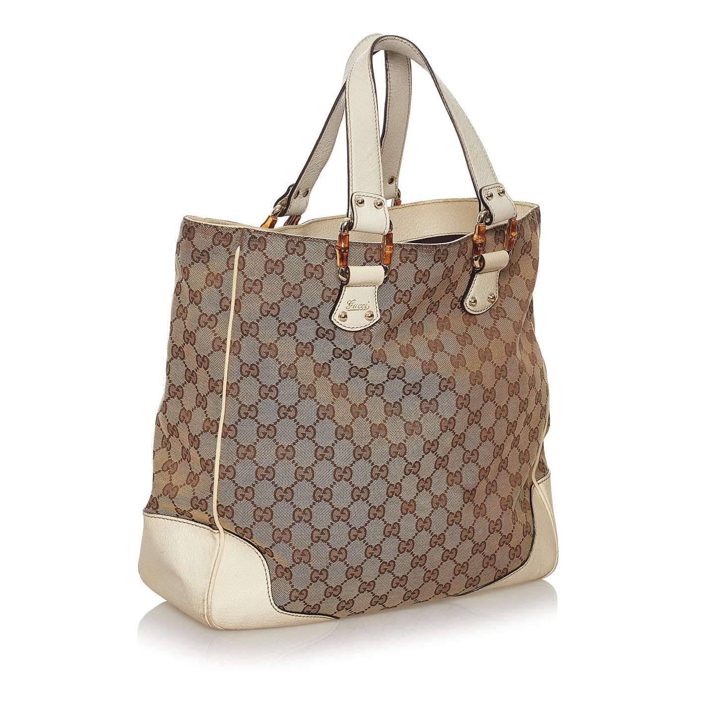Gucci GG Canvas Bamboo Tote Bag (33597)