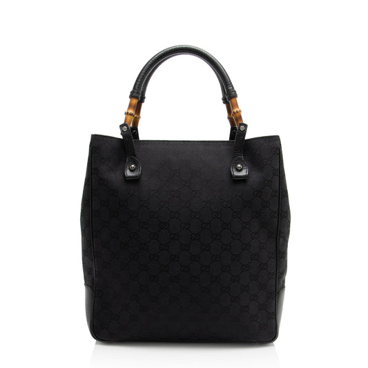 Gucci GG Canvas Bamboo Tote (SHF-1xRqYh)