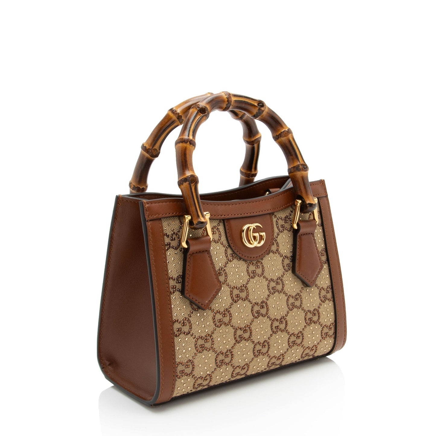 Gucci Crystal GG Canvas Bamboo Diana Mini Tote (SHF-E7QQjx)