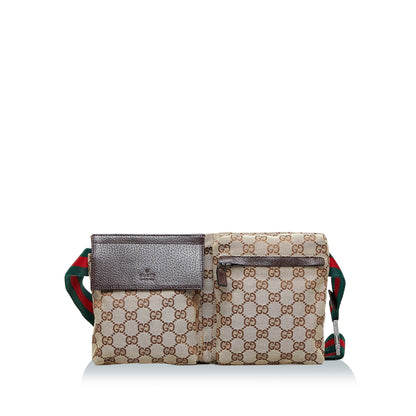 Gucci GG Canvas Double Pocket Belt Bag (K8VhdU)