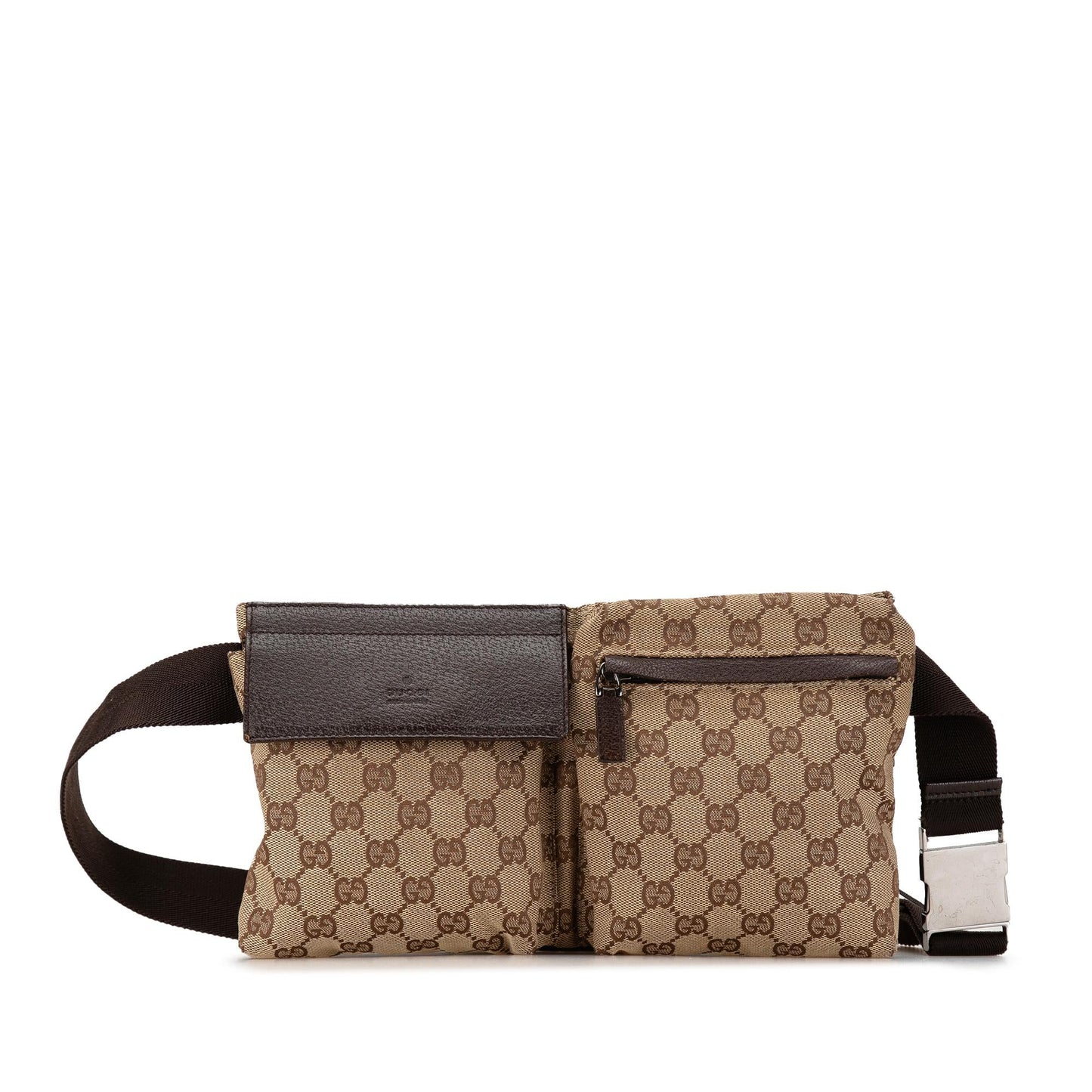 Gucci GG Canvas Double Pocket Belt Bag (4MdUlJ)