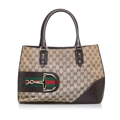 Gucci GG Canvas Hasler Web Tote Bag (aUSmg4)