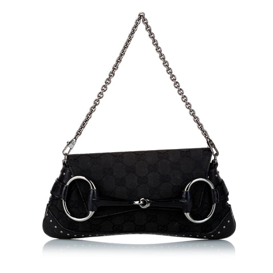 Gucci GG Canvas Horsebit Chain Baguette (uZLe9a)