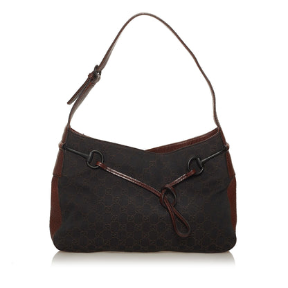 Gucci GG Canvas Horsebit Shoulder Bag (SHG-29071)
