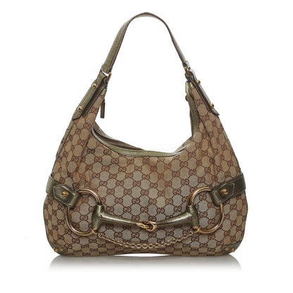 Gucci GG Canvas Horsebit Shoulder Bag (33631)