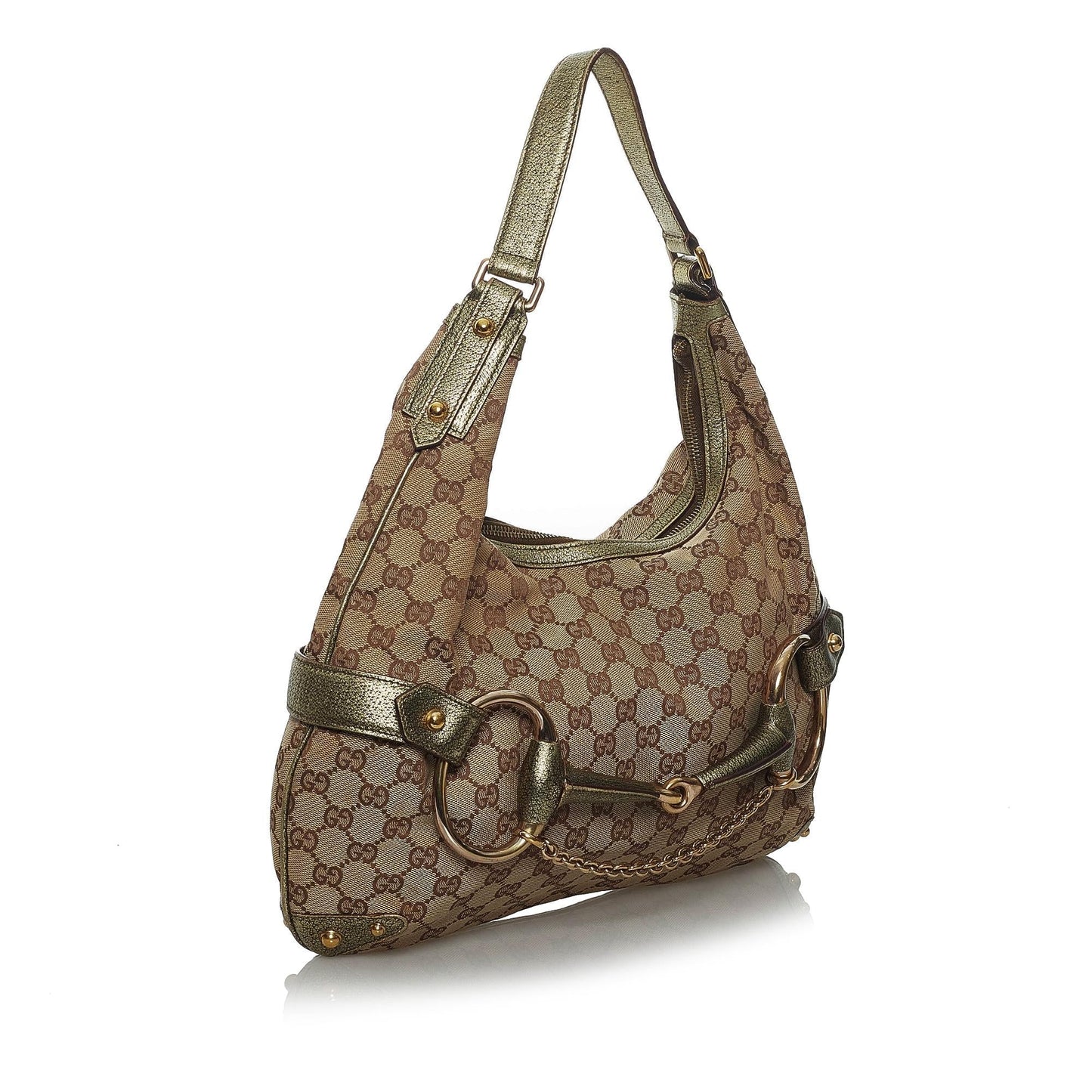 Gucci GG Canvas Horsebit Shoulder Bag (33631)
