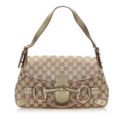 Gucci GG Canvas Horsebit Shoulder Bag (35618)
