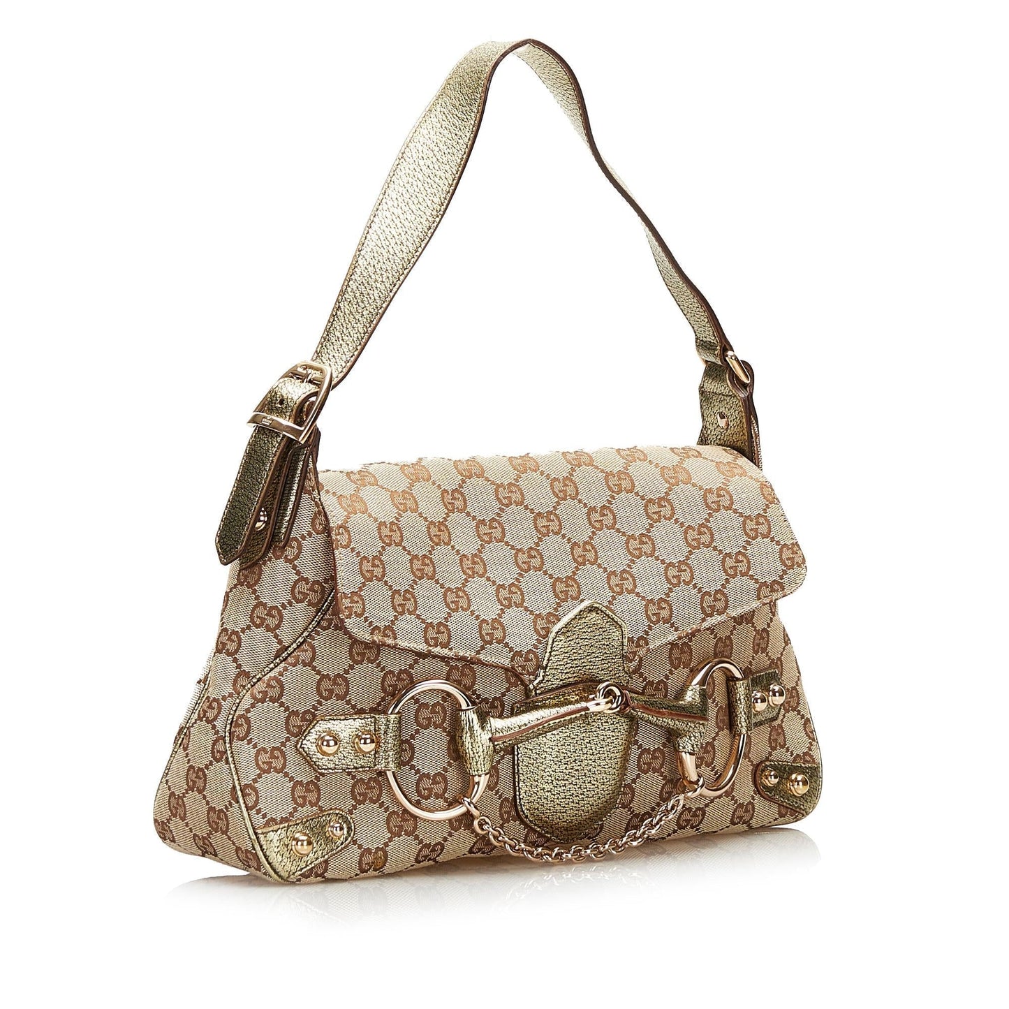 Gucci GG Canvas Horsebit Shoulder Bag (35618)