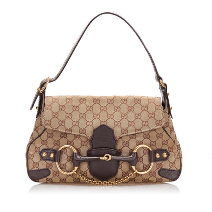 Gucci GG Canvas Horsebit Shoulder Bag (cAREcT)