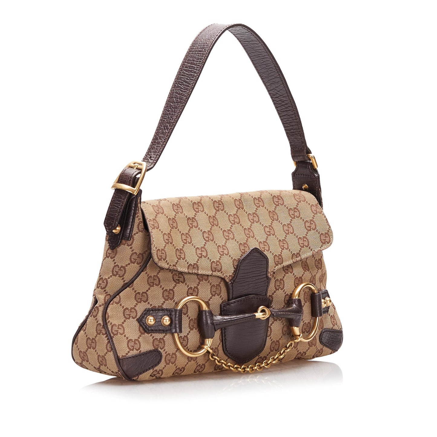 Gucci GG Canvas Horsebit Shoulder Bag (cAREcT)