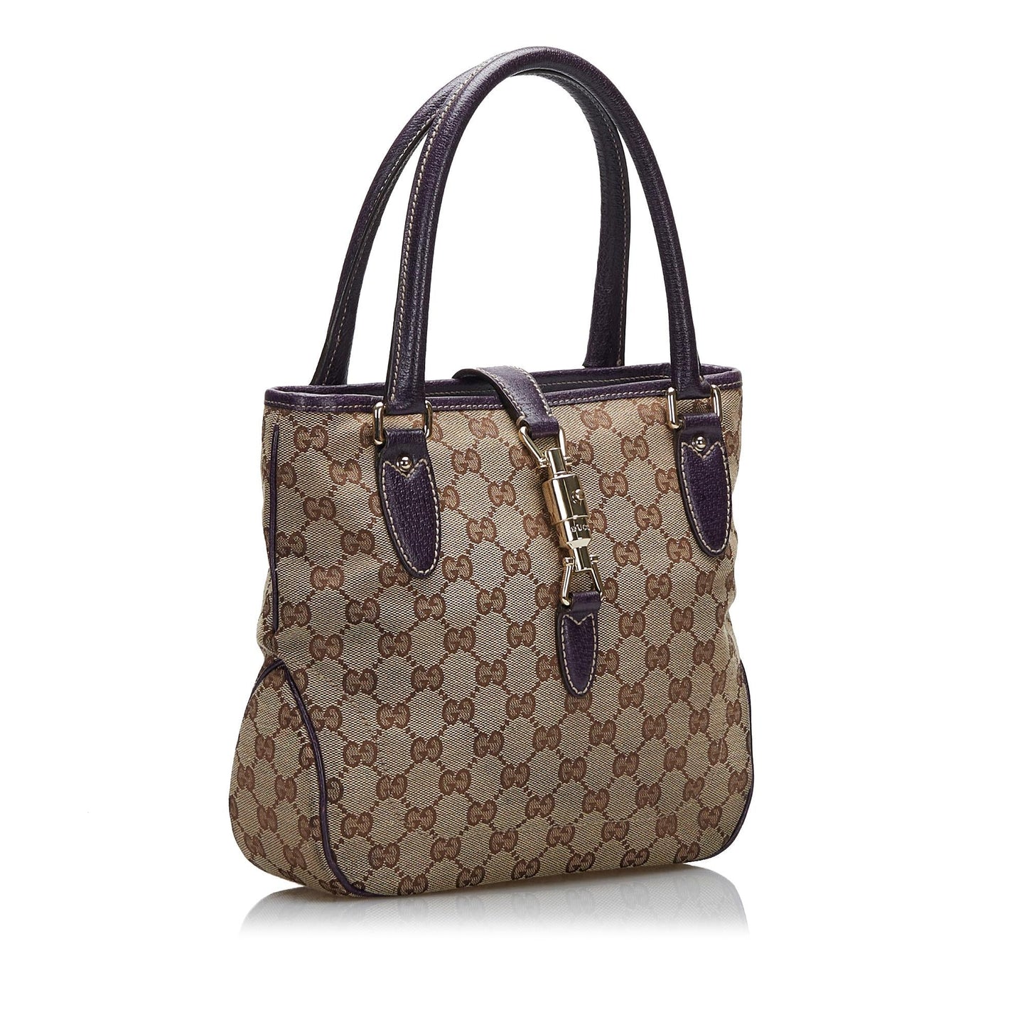Gucci GG Canvas Jackie Piston Lock Handbag (F3Db8C)