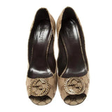 GUCCI GG CANVAS LOGO PEEP TOE PUMPS
