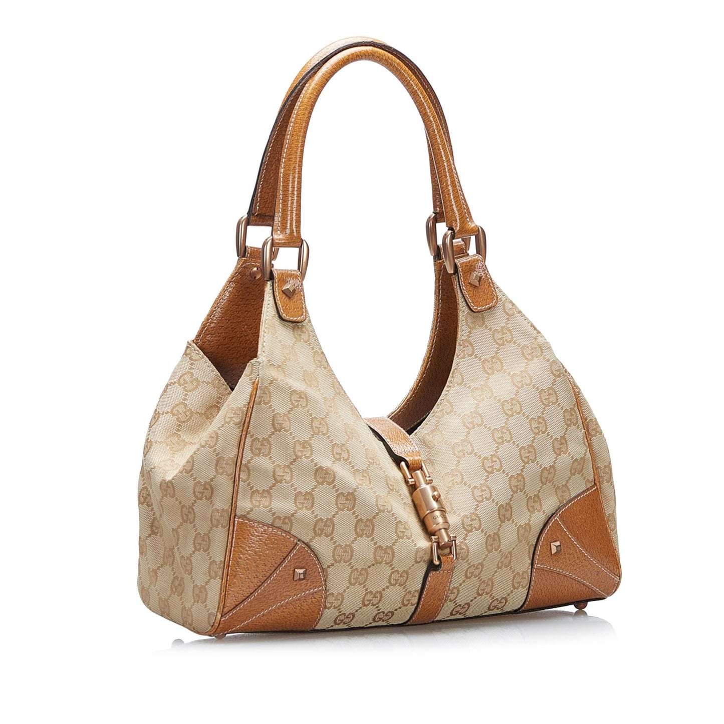 Gucci GG Canvas Nailhead Jackie Bardot (LGilwa)