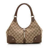 Gucci GG Canvas Nailhead Medium Bardot Shoulder Bag (SHF-21614)