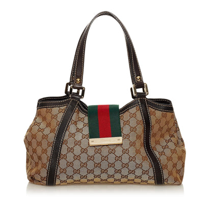 Gucci GG Canvas New Ladies Web Tote Bag (SHG-29665)