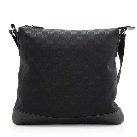Gucci GG Canvas Perforated Leather Messenger Bag (SHF-20533)