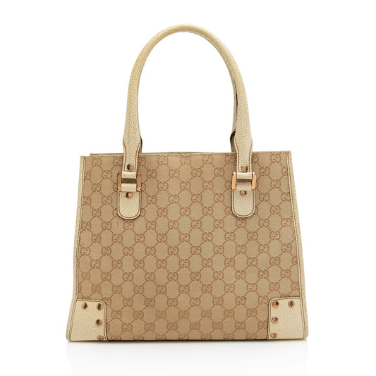 Gucci GG Canvas Studded Tote (SHF-22871)