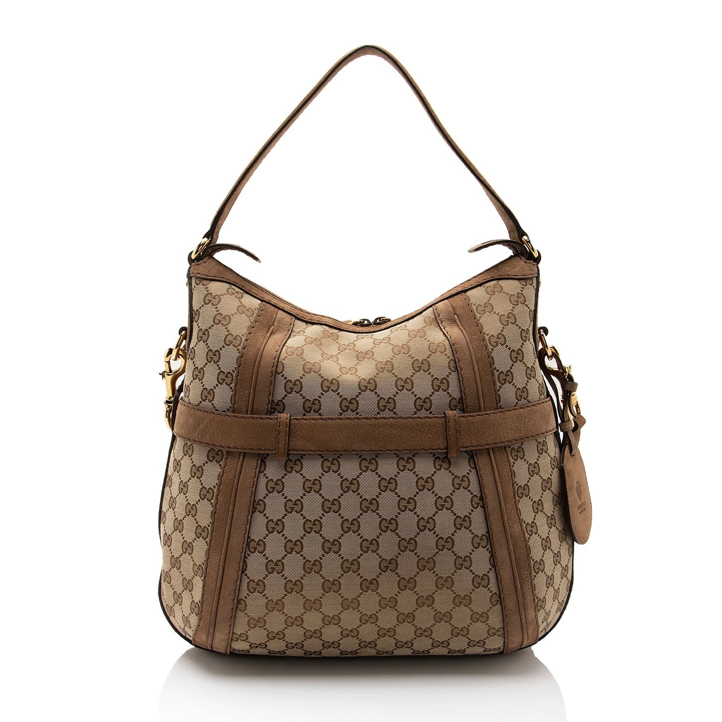 Gucci GG Canvas Suede Running Medium Hobo (SHF-FV9sin)