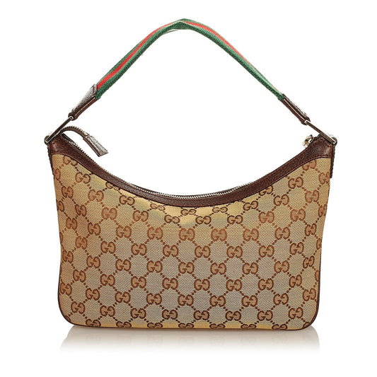 Gucci GG Canvas Web Baguette (SHG-31850)