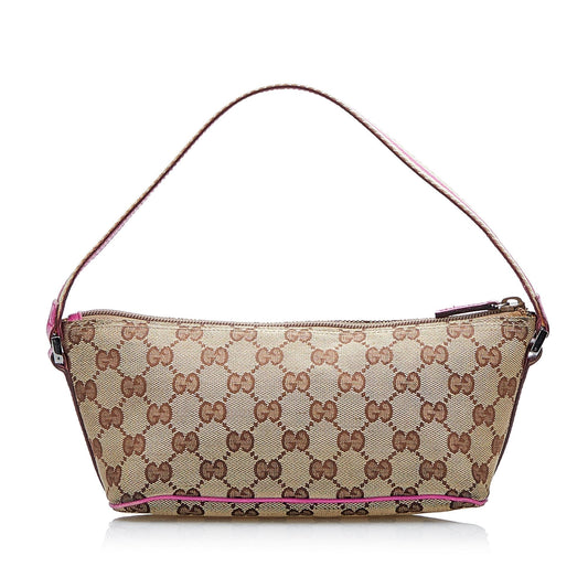Gucci GG Canvas Web Boat Baguette (O1BGQv)