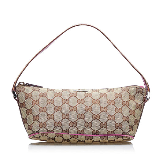 Gucci GG Canvas Web Boat Baguette (O1BGQv)