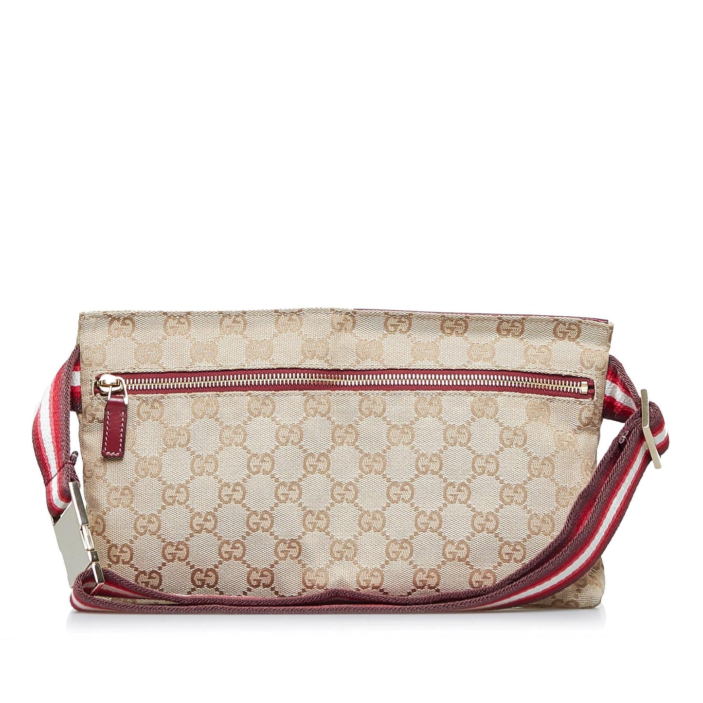Gucci GG Canvas Web Double Pocket Belt Bag (AZ2VIh)