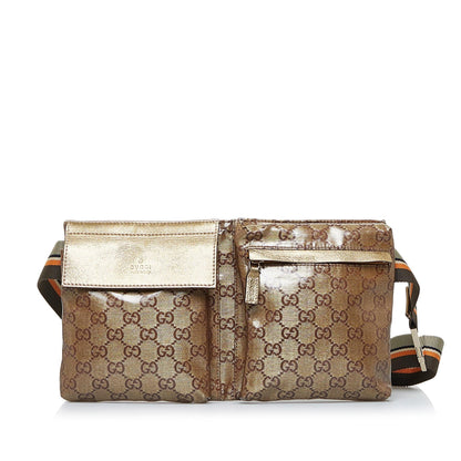 Gucci GG Canvas Web Double Pocket Belt Bag (YZwuFY)