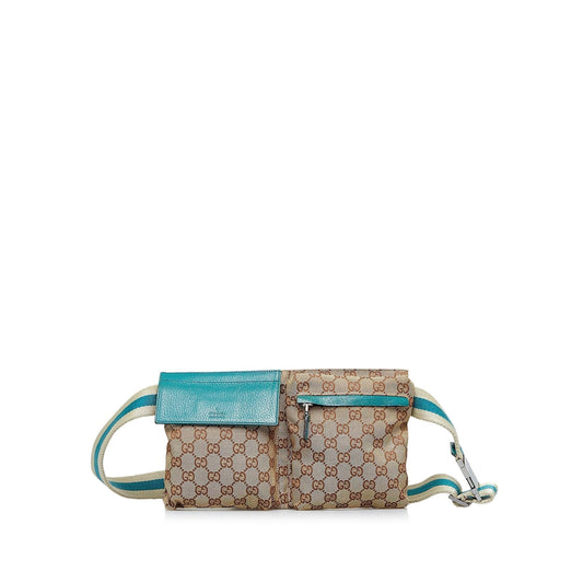 Gucci GG Canvas Web Double Pocket Belt Bag (fVauzX)
