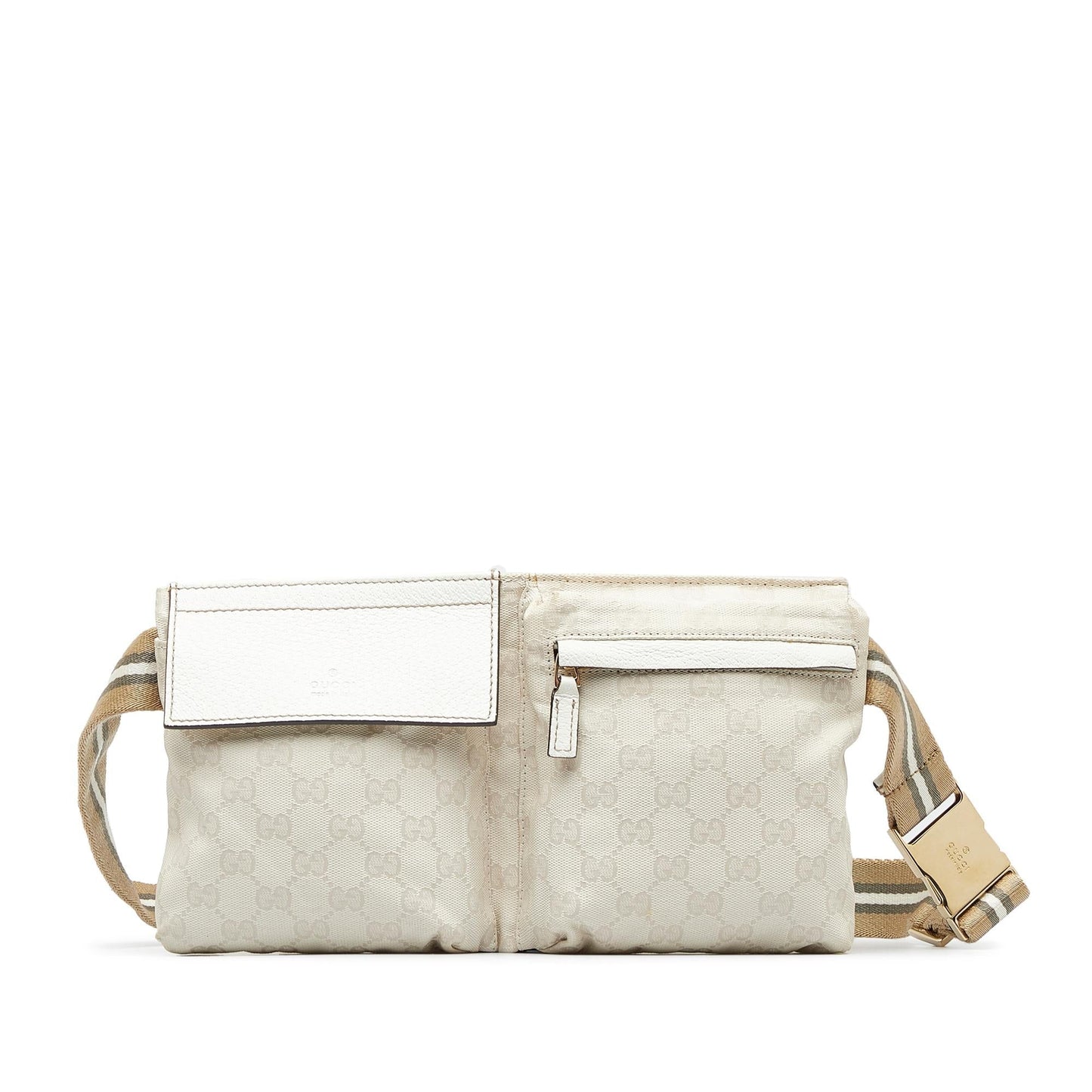 Gucci GG Canvas Web Double Pocket Belt Bag (vEpWK1)