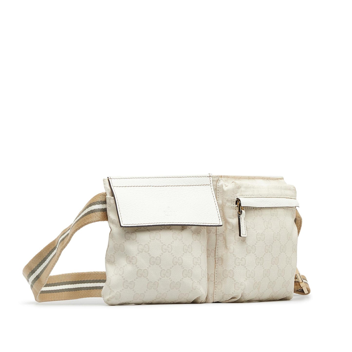 Gucci GG Canvas Web Double Pocket Belt Bag (vEpWK1)