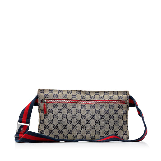 Gucci GG Canvas Web Double Pocket Belt Bag (HxqmuT)