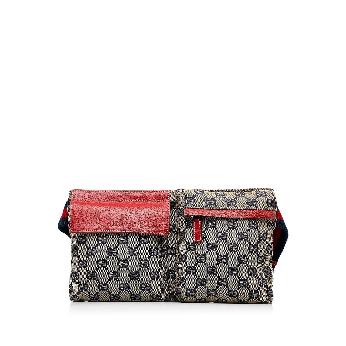 Gucci GG Canvas Web Double Pocket Belt Bag (HxqmuT)