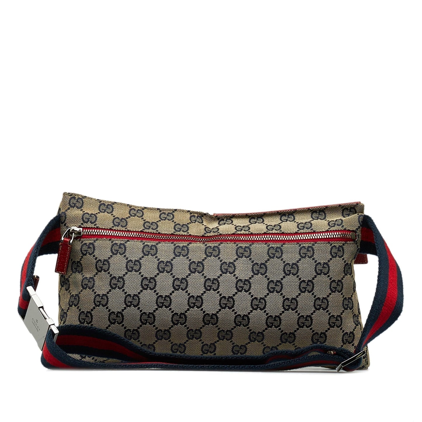 Gucci GG Canvas Web Double Pocket Belt Bag (u7MA9p)