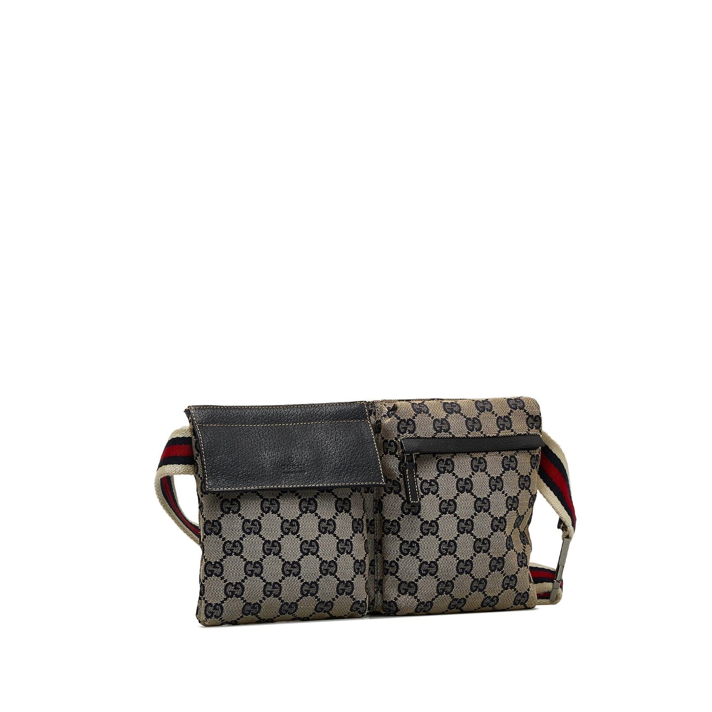 Gucci GG Canvas Web Double Pocket Belt Bag (VeLchB)