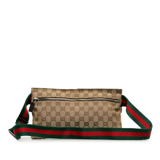 Gucci GG Canvas Web Double Pocket Belt Bag (MdyEM4)