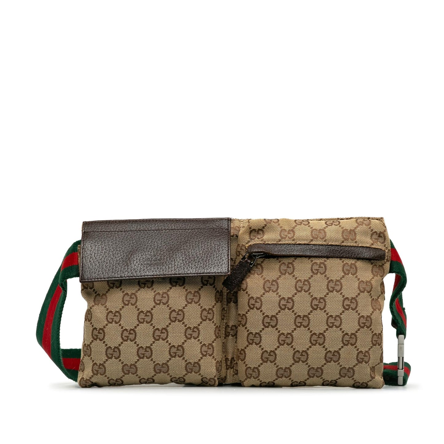 Gucci GG Canvas Web Double Pocket Belt Bag (MdyEM4)