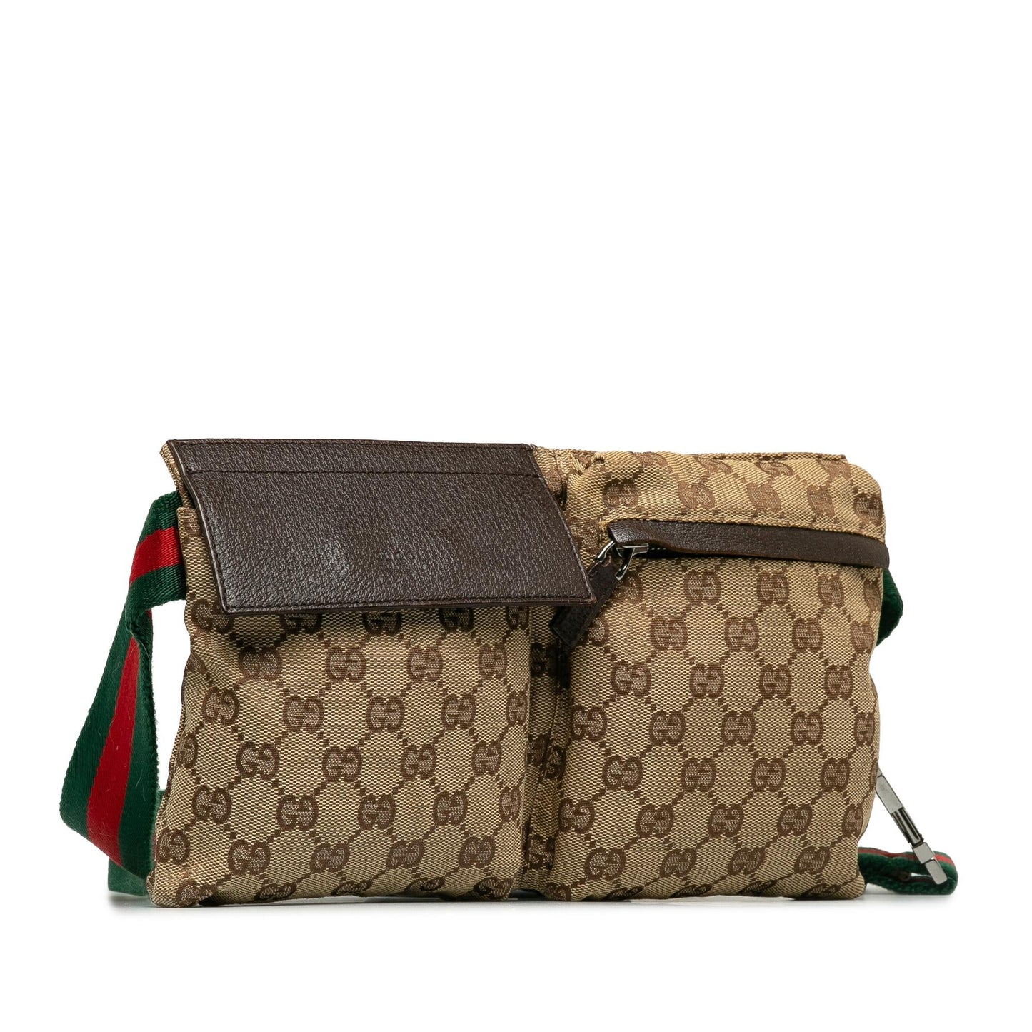 Gucci GG Canvas Web Double Pocket Belt Bag (MdyEM4)