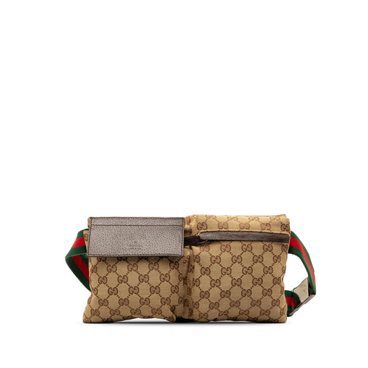 Gucci GG Canvas Web Double Pocket Belt Bag (aZbnST)