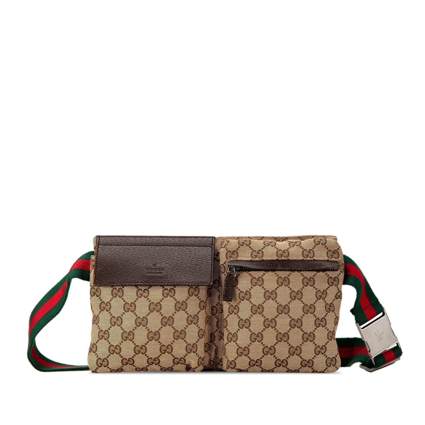 Gucci GG Canvas Web Double Pocket Belt Bag (pPMGTd)