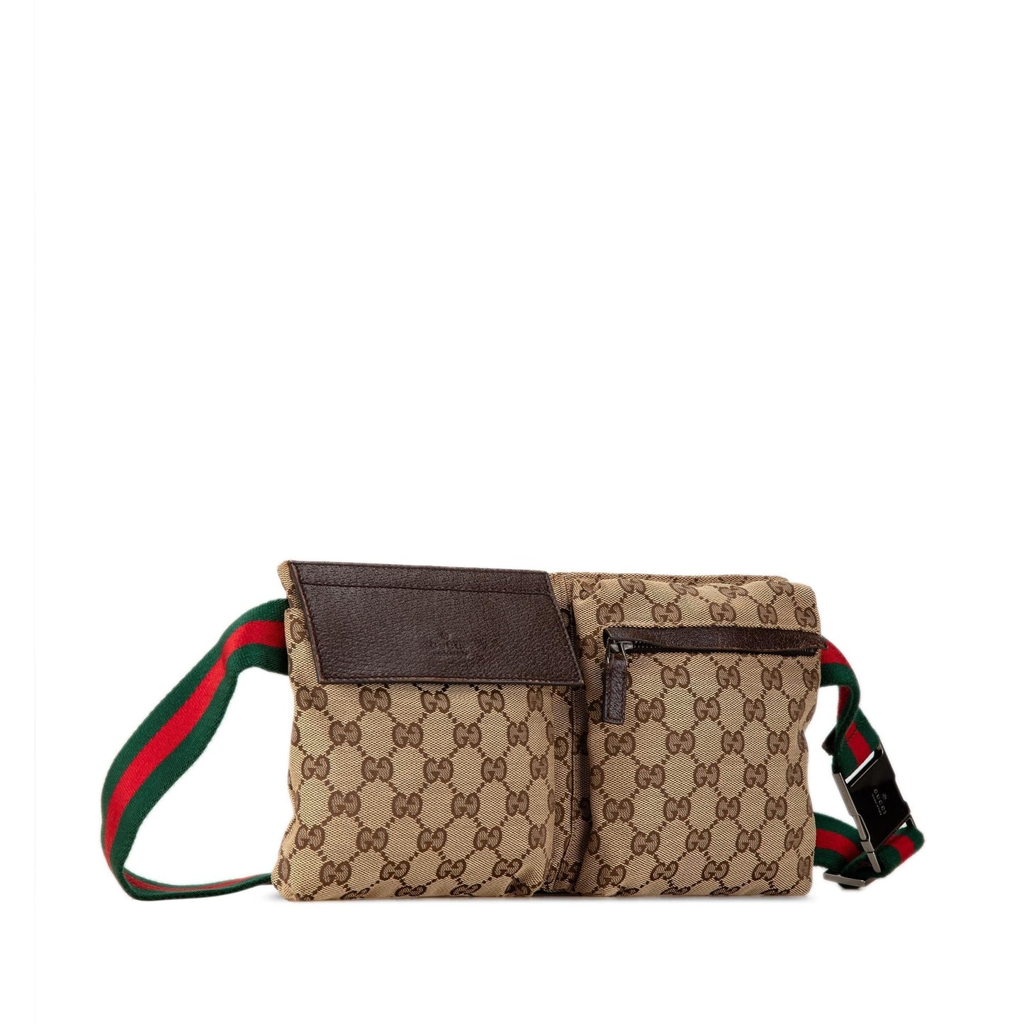 Gucci GG Canvas Web Double Pocket Belt Bag (pPMGTd)