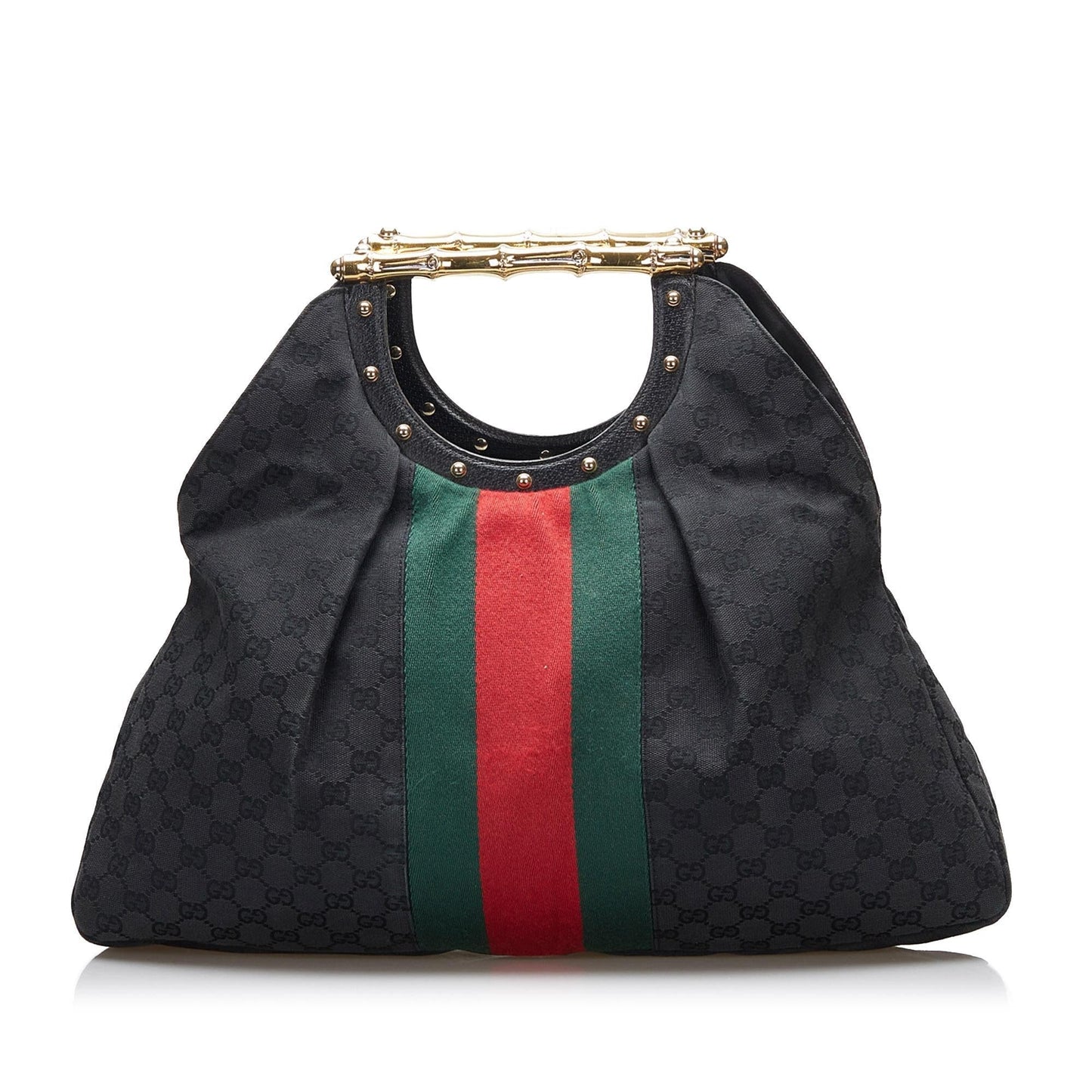 Gucci GG Canvas Web Metal Bamboo Tote (XlBfM7)